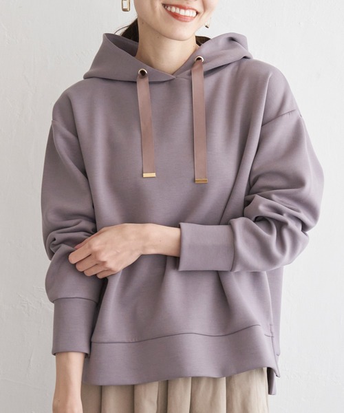 ikka（イッカ）の「【洗濯機で洗える／親子コーデ】GOKU楽ダンボールフードパーカー（パーカー・レディース・ベージュ/モカ/レッド系その他/ダークグリーン/ブラック・M/L/S）」の2枚目の写真