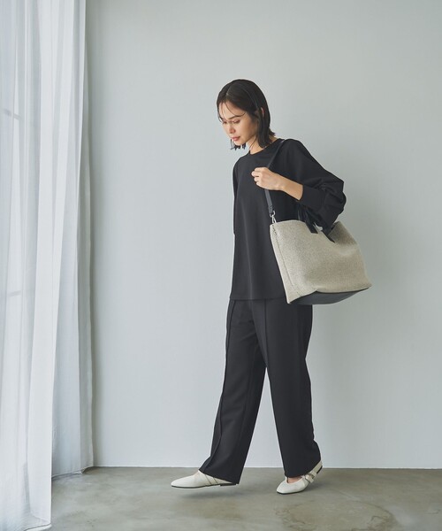 RONEL(ロネル)の「イージージョーゼットピンタックワイドパンツ(スラックス・レディース・ライトグレー/ブラック/ネイビー・S/M/L/XL)」の4枚目の写真