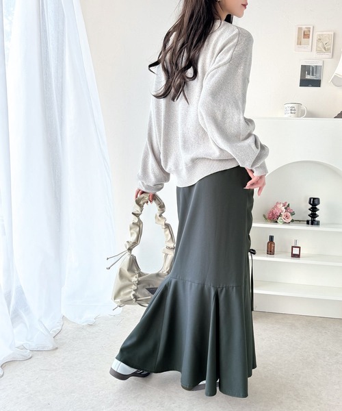 classicalelf(クラシカルエルフ)の「大人可愛い!愛され美ライン。シャーリングリボン使いマーメイドスカート(ロング丈)(スカート・レディース・ホワイト/チャコール/ブラック・MEDIUM/LARGE/X-LARGE/SMALL)」の12枚目の写真