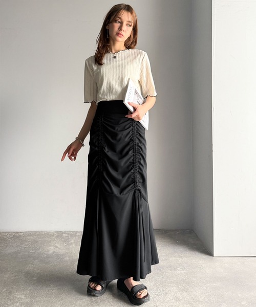 classicalelf(クラシカルエルフ)の「大人可愛い!愛され美ライン。シャーリングリボン使いマーメイドスカート(ロング丈)(スカート・レディース・ホワイト/チャコール/ブラック・MEDIUM/LARGE/X-LARGE/SMALL)」の20枚目の写真