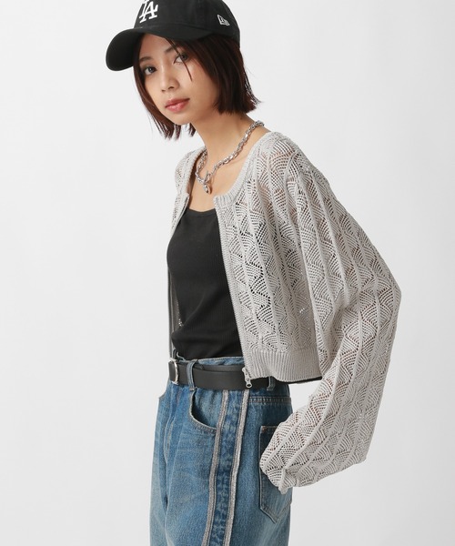 PAGEBOY(ページボーイ)の「スカシアミダブルZIPカーディガン(カーディガン/ボレロ・レディース・ピンク/ブラック/グレー・FREE)」の3枚目の写真