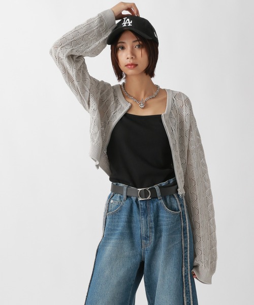 PAGEBOY(ページボーイ)の「スカシアミダブルZIPカーディガン(カーディガン/ボレロ・レディース・ピンク/ブラック/グレー・FREE)」の21枚目の写真