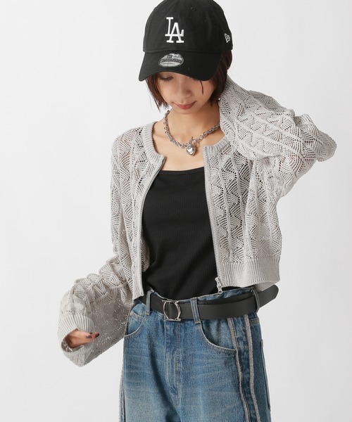 PAGEBOY(ページボーイ)の「スカシアミダブルZIPカーディガン(カーディガン/ボレロ・レディース・ピンク/ブラック/グレー・FREE)」の22枚目の写真