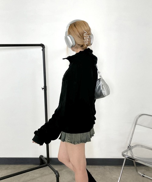 non-hedge（ノンヘッジ）の「シルバーロゴハーフジップビッグパーカー（パーカー・レディース・グレー/オフホワイト/チャコールグレー/ブラック・FREE）」の9枚目の写真