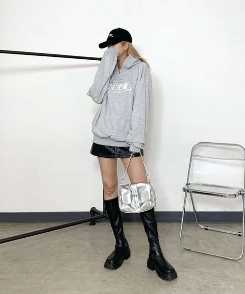 non-hedge（ノンヘッジ）の「シルバーロゴハーフジップビッグパーカー（パーカー・レディース・グレー/オフホワイト/チャコールグレー/ブラック・FREE）」の20枚目の写真