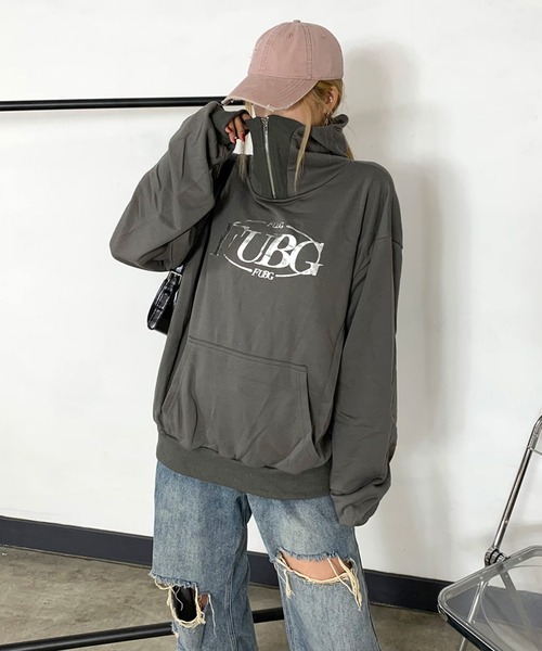 non-hedge（ノンヘッジ）の「シルバーロゴハーフジップビッグパーカー（パーカー・レディース・グレー/オフホワイト/チャコールグレー/ブラック・FREE）」の17枚目の写真