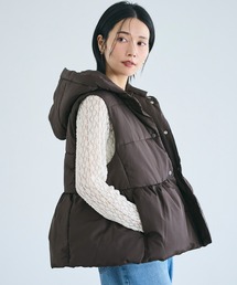 coca（coca）（コカ）の「【WEB限定セール】中綿ペプラムベスト 取り外し可能フード付き（その他アウター）」