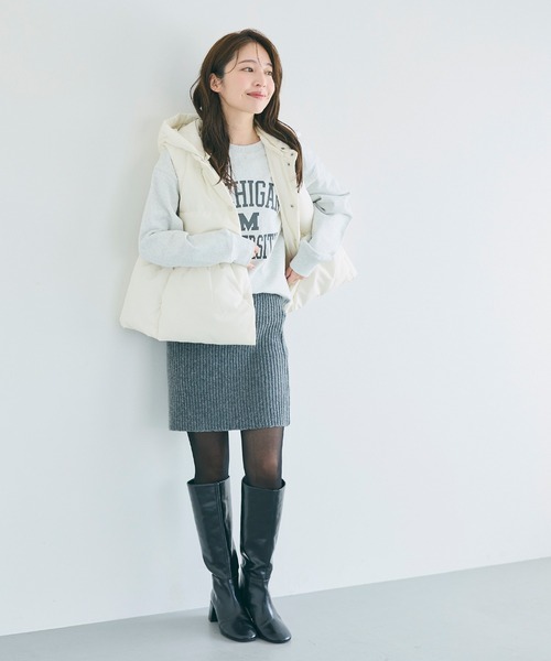 coca（coca）（コカ）の「中綿ペプラムベスト 取り外し可能フード付き（その他アウター・レディース・アイボリー/ブラック/ネイビー/ブラウン・M/L/S）」の20枚目の写真