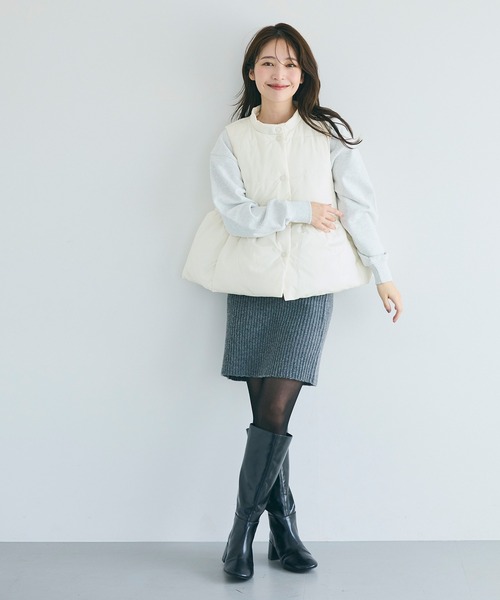 coca（coca）（コカ）の「中綿ペプラムベスト 取り外し可能フード付き（その他アウター・レディース・アイボリー/ブラック/ネイビー/ブラウン・M/L/S）」の21枚目の写真