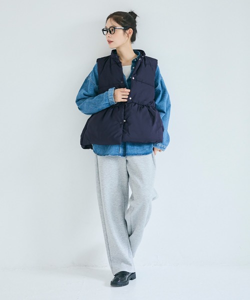 中綿ペプラムベスト 取り外し可能フード付き（その他アウター）｜coca