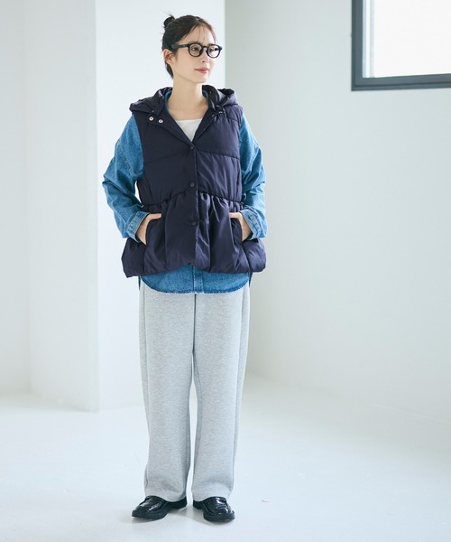 coca（coca）（コカ）の「中綿ペプラムベスト 取り外し可能フード付き（その他アウター・レディース・アイボリー/ブラック/ネイビー/ブラウン・M/L/S）」の14枚目の写真