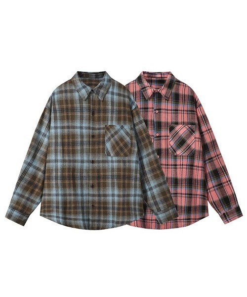 Ressaca(レサーカ)の「オーバーサイズチェック柄シャツ(シャツ/ブラウス・メンズ・ピンク/ブルー・XL/L/M)」の5枚目の写真