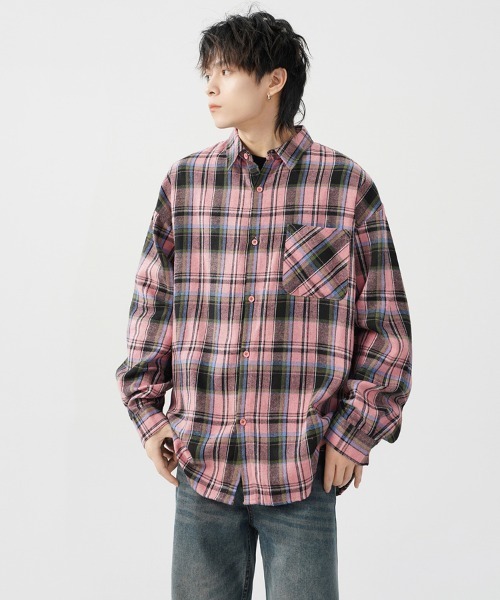 Ressaca(レサーカ)の「オーバーサイズチェック柄シャツ(シャツ/ブラウス・メンズ・ピンク/ブルー・XL/L/M)」の15枚目の写真