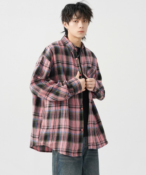 Ressaca(レサーカ)の「オーバーサイズチェック柄シャツ(シャツ/ブラウス・メンズ・ピンク/ブルー・XL/L/M)」の16枚目の写真
