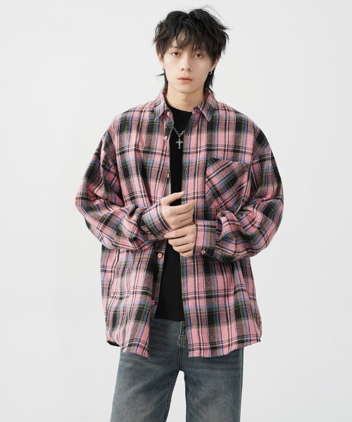 Ressaca(レサーカ)の「オーバーサイズチェック柄シャツ(シャツ/ブラウス・メンズ・ピンク/ブルー・XL/L/M)」の18枚目の写真
