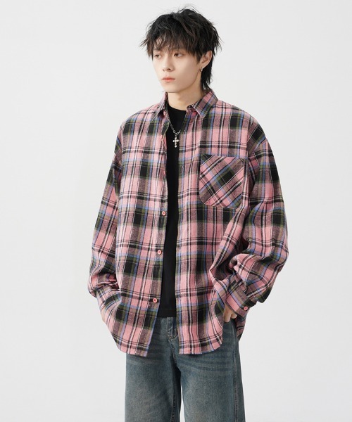 Ressaca(レサーカ)の「オーバーサイズチェック柄シャツ(シャツ/ブラウス・メンズ・ピンク/ブルー・XL/L/M)」の14枚目の写真