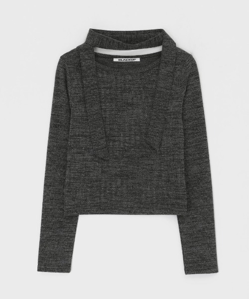 BLACKUP（ブラックアップ）の「[MADE] ニックシーSET - マフラー+ボートネック長袖Tシャツ（Tシャツ/カットソー・レディース・スカイブルー/チャコール・ONESIZE）」の13枚目の写真