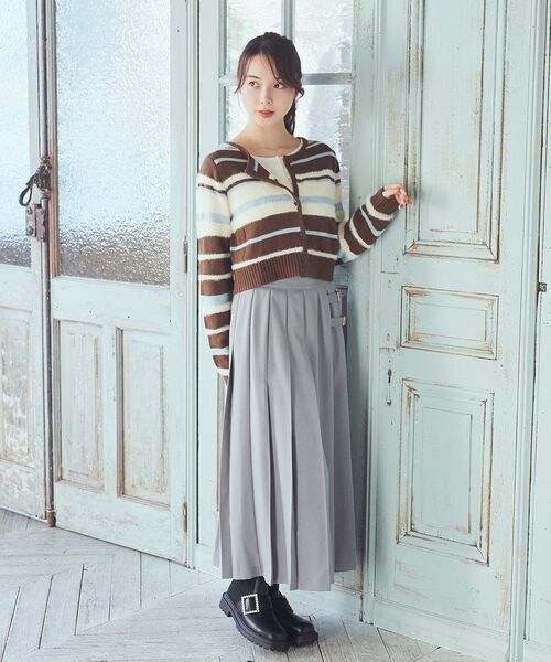 earth music&ecology（アースミュージックアンドエコロジー）の「マルチボーダーコンパクトカーディガン（カーディガン/ボレロ・レディース・ブラウン/グレー/オフホワイト・FREE）」の19枚目の写真