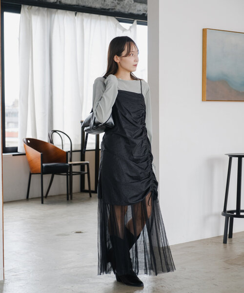 Kastane チュールレイヤードベアドレス　ブラック Kastane チュールレイヤードベアドレス ブラック Kastane チュール