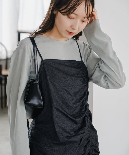 Kastane チュールレイヤードベアドレス　ブラック オケージョンドレス/結婚式】Tulle layered bare dress