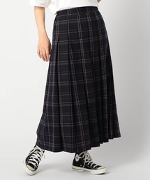 チェック柄 タックロングスカート