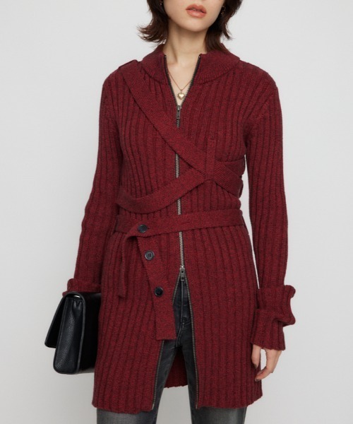 LAGUA GEM（ラグアジェム）の「WRAP TIE ミニワンピース（ワンピース・レディース・グレー/レッド・SMALL/MEDIUM）」の2枚目の写真