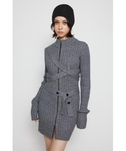 LAGUA GEM（ラグアジェム）の「WRAP TIE ミニワンピース（ワンピース・レディース・グレー/レッド・SMALL/MEDIUM）」の4枚目の写真