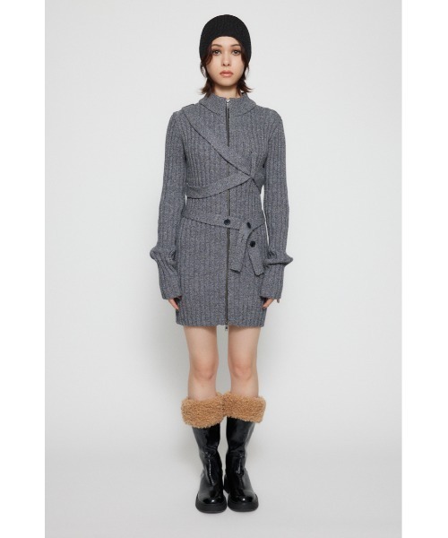 LAGUA GEM（ラグアジェム）の「WRAP TIE ミニワンピース（ワンピース・レディース・グレー/レッド・SMALL/MEDIUM）」の5枚目の写真