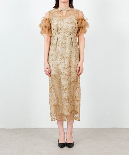 JbyBlue 結婚式　ドレス　ベージュ フリルスリーブ オケージョン JbyBlue 結婚式 ドレス ベージュ フリルスリーブ オケージョン JbyBlue