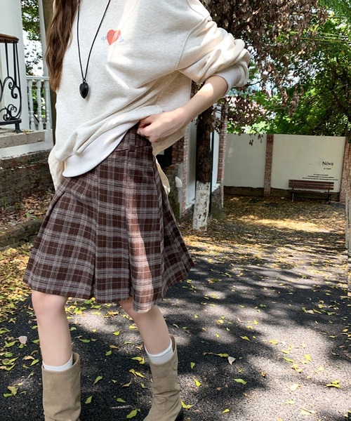 HALEY PESCA（ヘーリーペスカ）の「HALEY PESCA/ギークチェック　ミディアムプリーツスカート（スカート・レディース・ブラック/ブルー/ブラウン・MEDIUM/SMALL）」の2枚目の写真