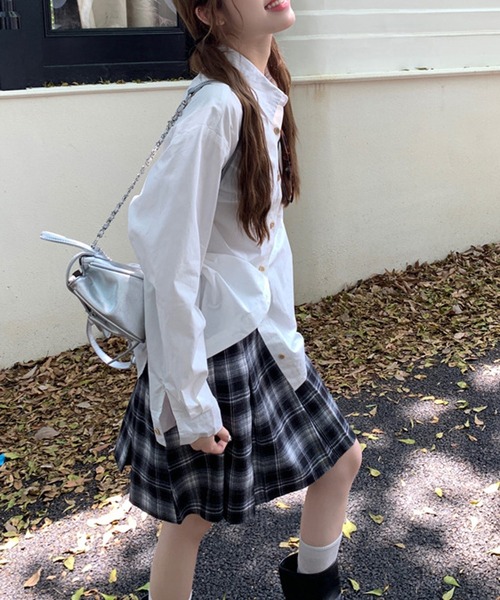 HALEY PESCA（ヘーリーペスカ）の「HALEY PESCA/ギークチェック　ミディアムプリーツスカート（スカート・レディース・ブラック/ブルー/ブラウン・MEDIUM/SMALL）」の9枚目の写真