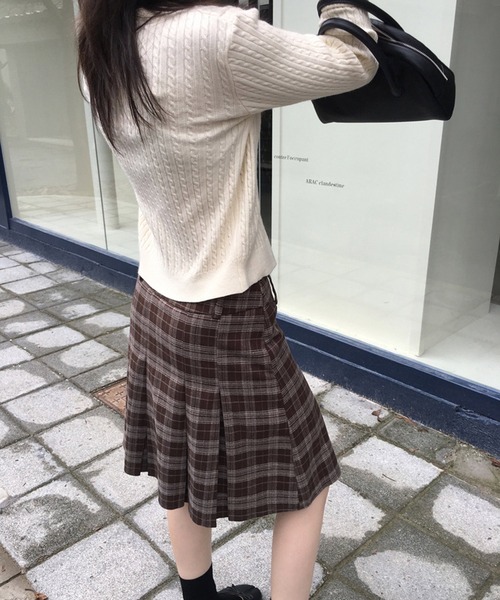 HALEY PESCA（ヘーリーペスカ）の「HALEY PESCA/ギークチェック　ミディアムプリーツスカート（スカート・レディース・ブラック/ブルー/ブラウン・MEDIUM/SMALL）」の12枚目の写真