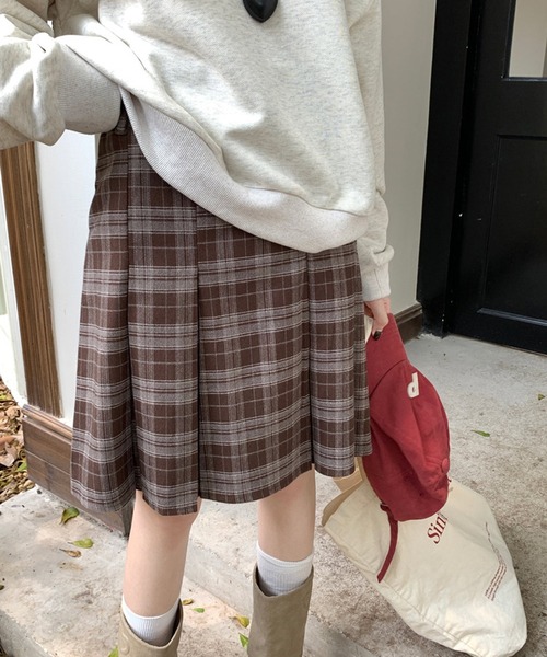 HALEY PESCA（ヘーリーペスカ）の「HALEY PESCA/ギークチェック　ミディアムプリーツスカート（スカート・レディース・ブラック/ブルー/ブラウン・MEDIUM/SMALL）」の18枚目の写真