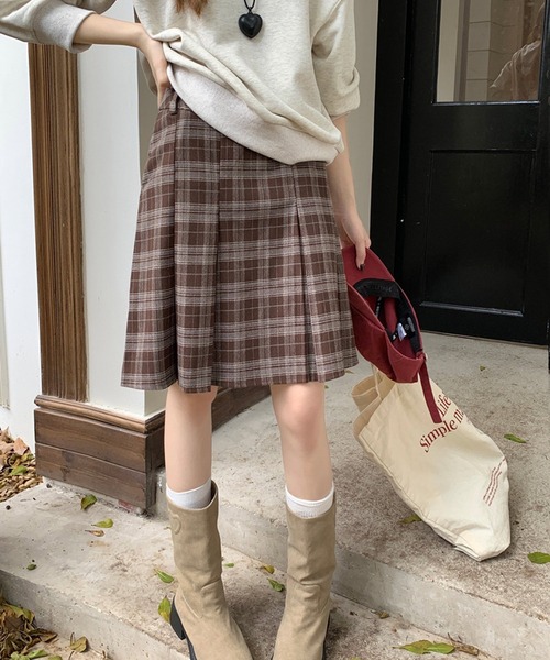 HALEY PESCA（ヘーリーペスカ）の「HALEY PESCA/ギークチェック　ミディアムプリーツスカート（スカート・レディース・ブラック/ブルー/ブラウン・MEDIUM/SMALL）」の19枚目の写真