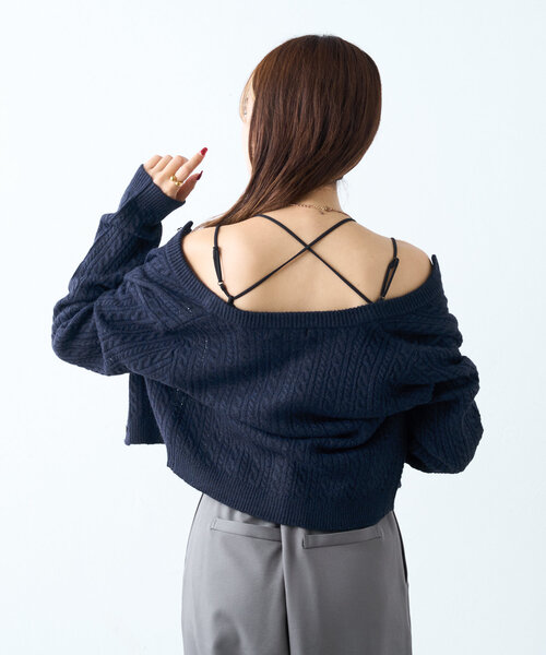 w closet（ダブルクローゼット）の「カップ付キャミ（キャミソール・レディース・オフホワイト/ブラウン/ブラック・FREE）」の13枚目の写真