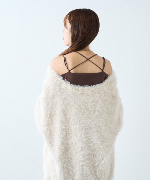 w closet（ダブルクローゼット）の「カップ付キャミ（キャミソール・レディース・オフホワイト/ブラウン/ブラック・FREE）」の16枚目の写真