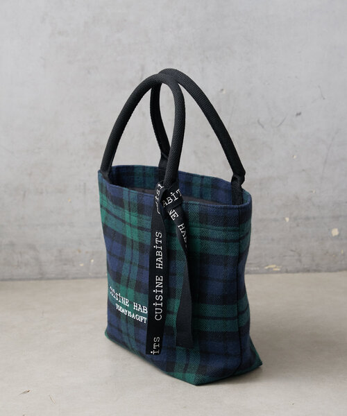 CUISINE HABITS（クイジーヌハビッツ）の「HORIZONTAL CHECK TOTE（トートバッグ・レディース・グリーン・0）」の6枚目の写真