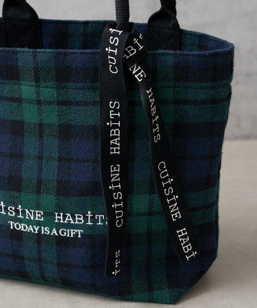 CUISINE HABITS（クイジーヌハビッツ）の「HORIZONTAL CHECK TOTE（トートバッグ・レディース・グリーン・0）」の8枚目の写真