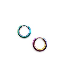 KISHOKACHI 希少価値 レインボーカラーリングクリッカーステンレスピアス 厚さ2.5mm 内径10mm
