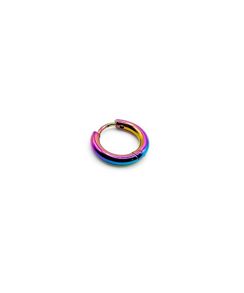 Import & Select(インポートアンドセレクト)の「KISHOKACHI 希少価値 レインボーカラーリングクリッカーステンレスピアス 厚さ2.5mm 内径10mm(ピアス(両耳用)・レディース・マルチ・FREE)」の2枚目の写真
