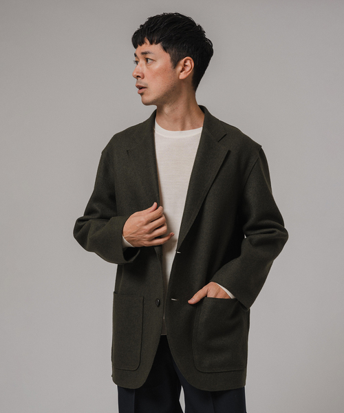 Cale(カル)の「Cale(カル) 別注 ウールフェルト ジャケット(テーラードジャケット・メンズ・カーキ・3/4/5)」の2枚目の写真