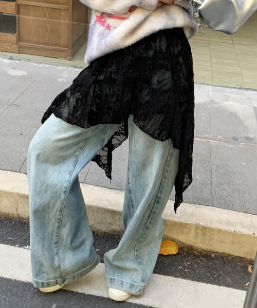 Achic（アシック）の「ランダムヘムレースミニスカート（スカート・レディース・ブラック/ホワイト・M）」の3枚目の写真