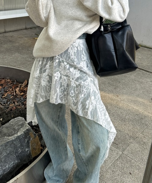 Achic（アシック）の「ランダムヘムレースミニスカート（スカート・レディース・ブラック/ホワイト・M）」の7枚目の写真