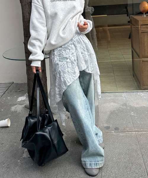 Achic（アシック）の「ランダムヘムレースミニスカート（スカート・レディース・ブラック/ホワイト・M）」の10枚目の写真