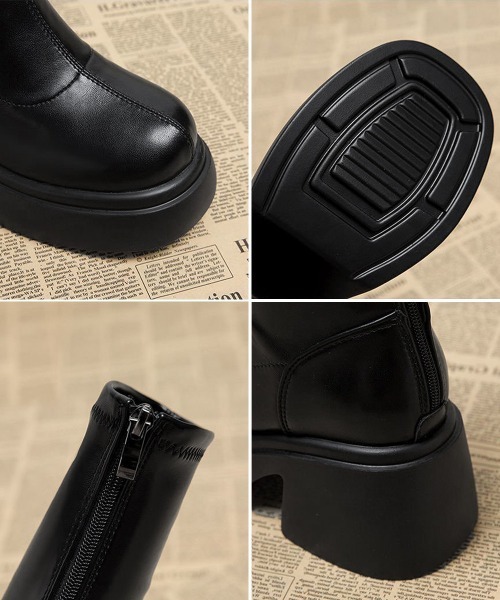Miniministore(ミニミニストア)の「PUレザーショートブーツ バックジッパー(ブーツ・レディース・ブラック・24.5cm/24.0cm/23.5cm/23.0cm/22.5cm)」の11枚目の写真