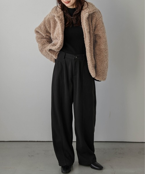 La-gemme（ラジェム）の「ボアジャケット（ブルゾン・レディース・ブラック/グレー/ベージュ/ブラウン・フリー）」の6枚目の写真