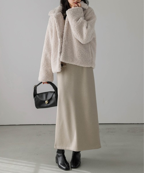 La-gemme（ラジェム）の「ボアジャケット（ブルゾン・レディース・ブラック/グレー/ベージュ/ブラウン・フリー）」の11枚目の写真