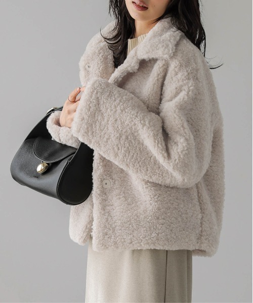 La-gemme（ラジェム）の「ボアジャケット（ブルゾン・レディース・ブラック/グレー/ベージュ/ブラウン・フリー）」の12枚目の写真