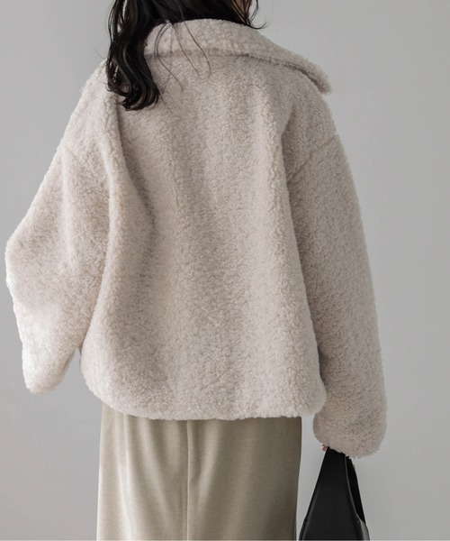 La-gemme（ラジェム）の「ボアジャケット（ブルゾン・レディース・ブラック/グレー/ベージュ/ブラウン・フリー）」の13枚目の写真