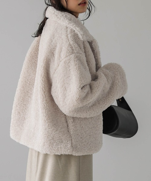 La-gemme（ラジェム）の「ボアジャケット（ブルゾン・レディース・ブラック/グレー/ベージュ/ブラウン・フリー）」の14枚目の写真